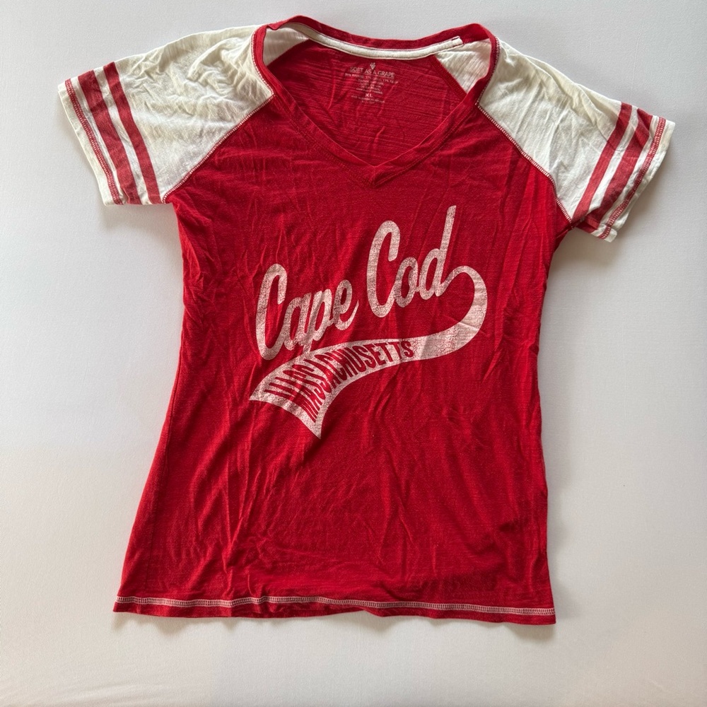 Cape Cod Red V-Neck Short Sleeve Tee